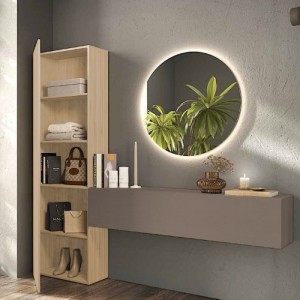 Vista ambientata Consolle ingresso in legno 192x30x186h colore "rovere cadiz - bronzo" modello Modula Totò Piccinni