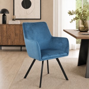 Vista ambientata Poltroncine in Velluto colore Ottanio con gambe in metallo modello Borghese Totò Piccinni